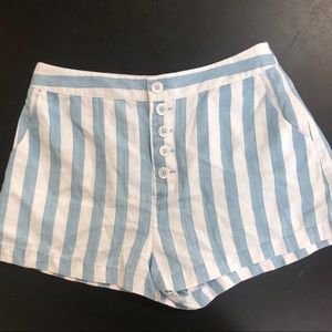 Forever 21 Cotton/Lyocell Shorts blue and white striped size medium